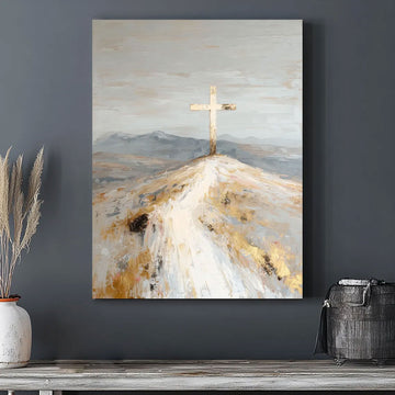 Christian Cross Canvas Print, Abstract Religious Wall Art, Faith Hope Spiritual Home Decor, Inspirational Christian Gift