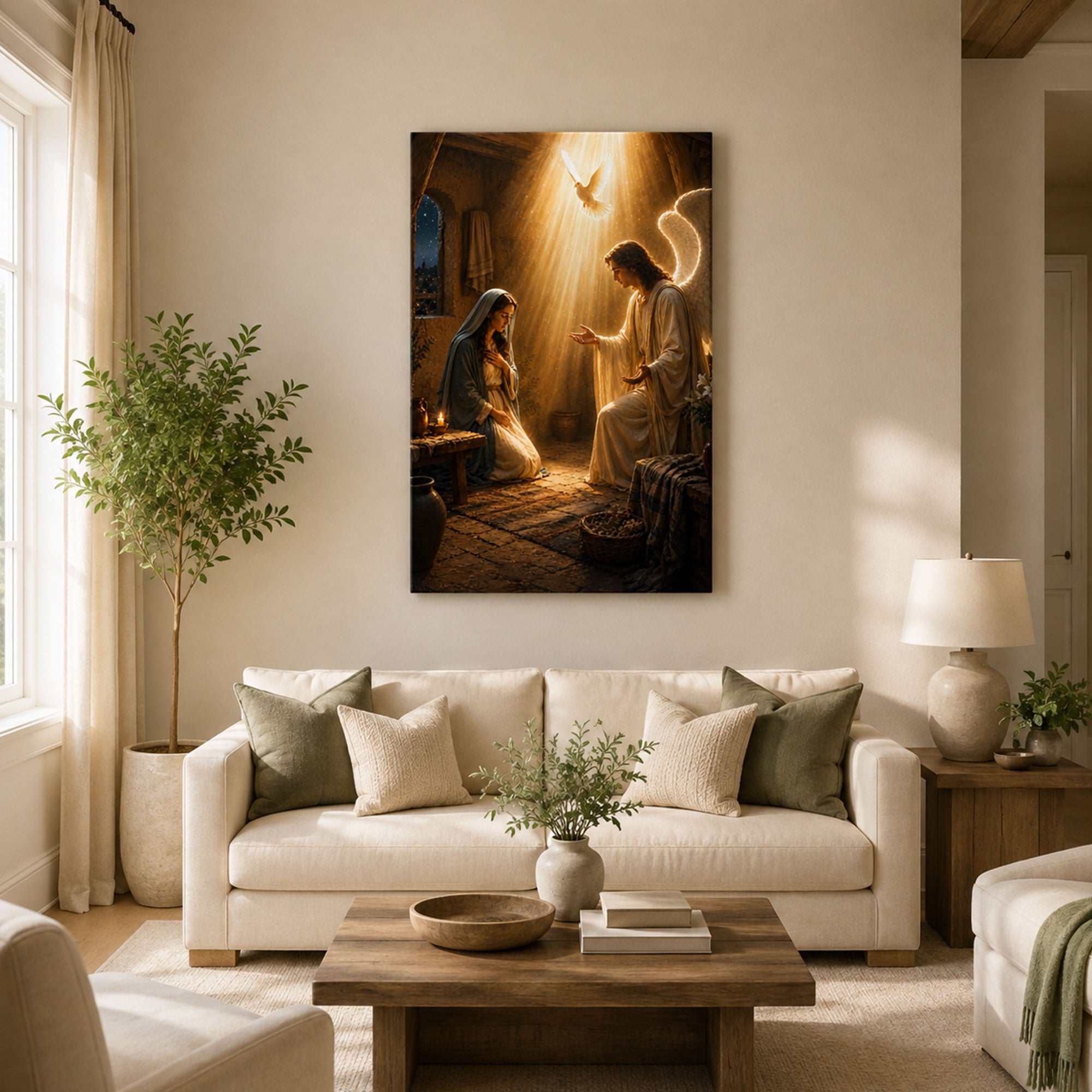 Virgin Mary and Archangel Gabriel Canvas Print, Annunciation Catholic Home Decor