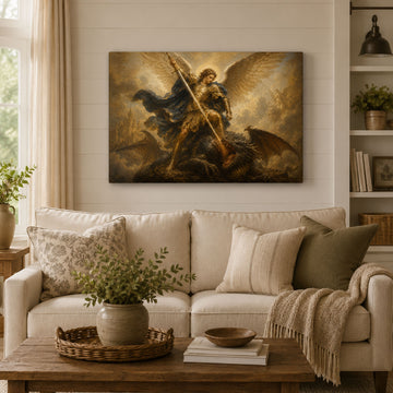 Saint Michael the Archangel Canvas Print, Catholic Wall Art for Home Decor