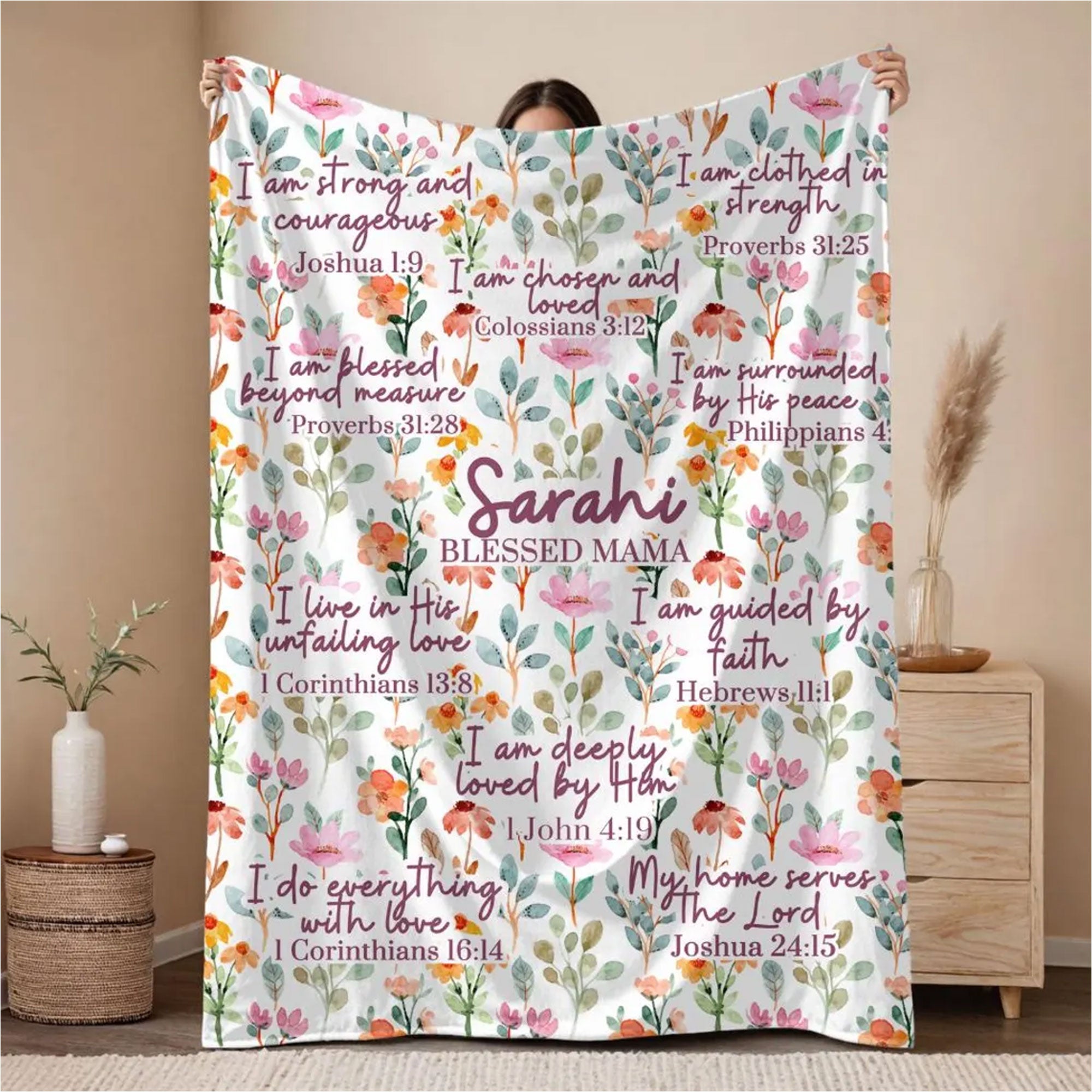 Personalized Christian Fleece Blanket for Mom, Child of God Faith Throw, Custom Name Gift Idea, Prayer Blanket, Family Gift