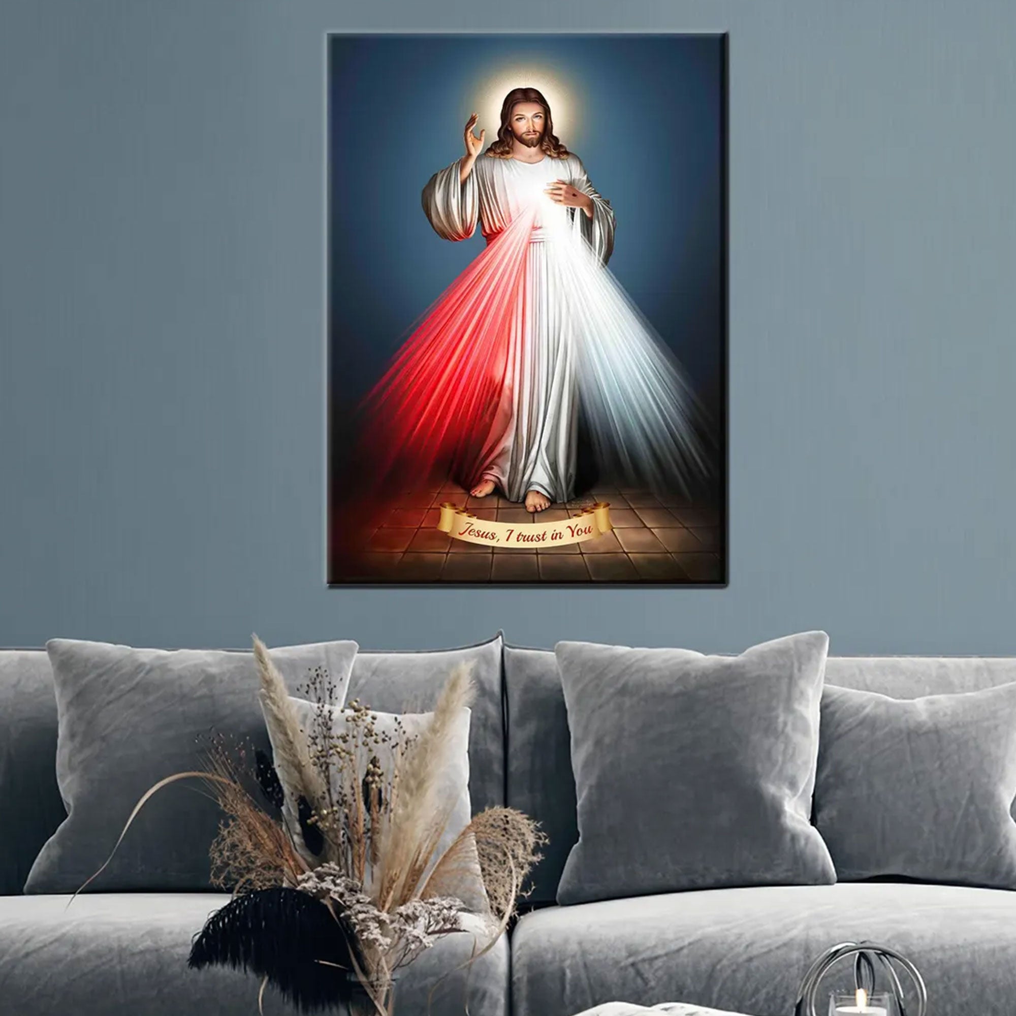 Contemporary Divine Art Canvas Jesus Christ, Mercy Wall Hanging Modern Canvas Print for Spiritual Home Wall Decor