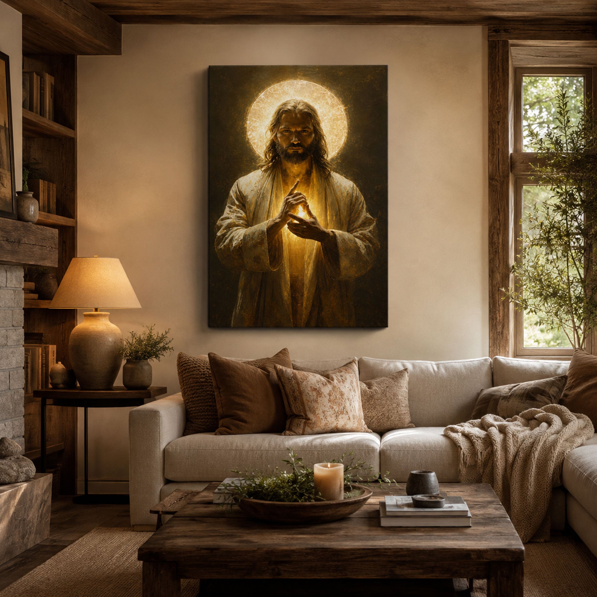 Jesus Light of the World Canvas Print, John 8:12 Christian Wall Decor