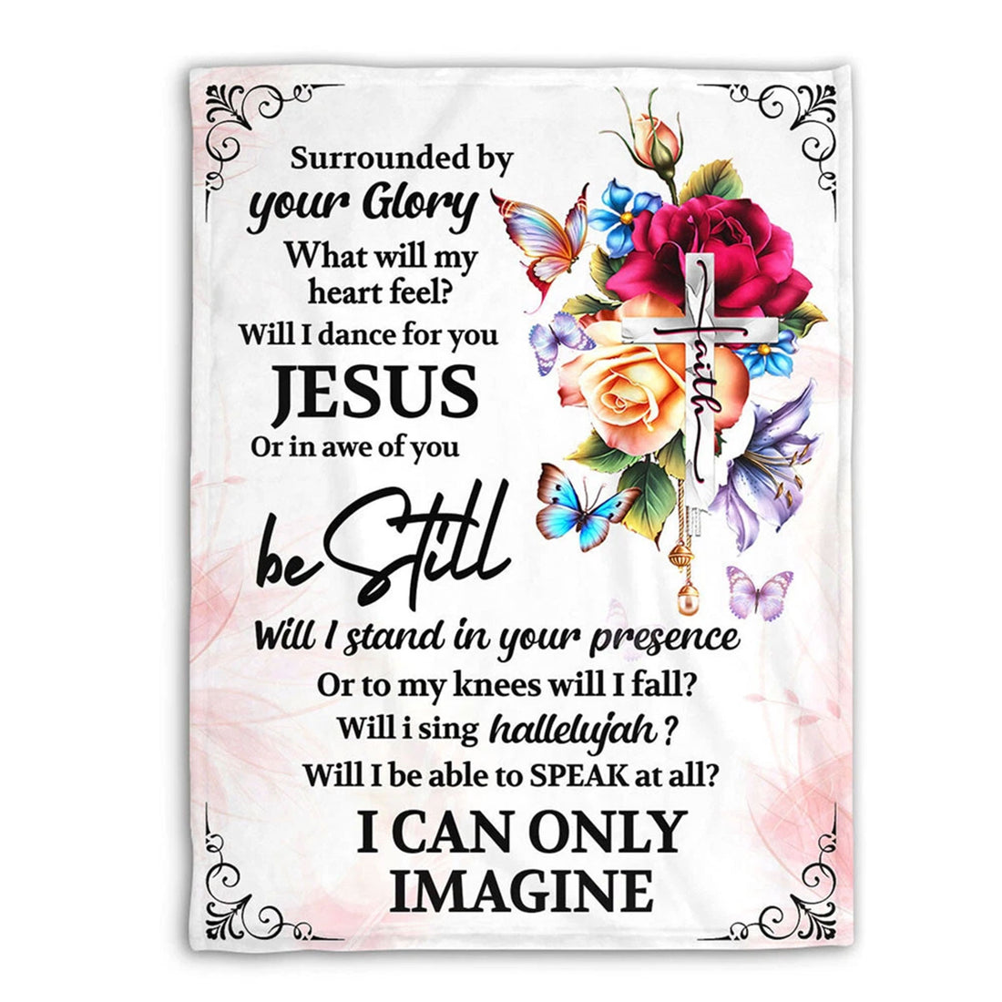 Will I Dance For You Jesus Fleece Blanket, Floral Cross Blanket, Christian Faith Throw, Inspirational Religious Gift, Home Decor