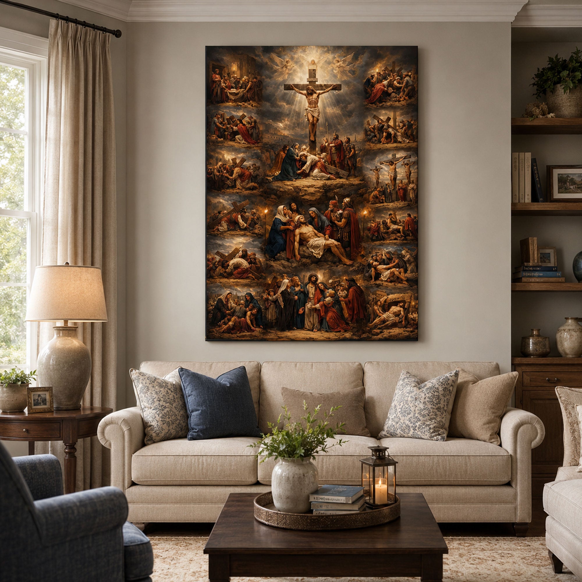 Passion of Christ Canvas Print, Crucifixion and Stations of the Cross Christian Wall Art, Sacred Faith Home Decor