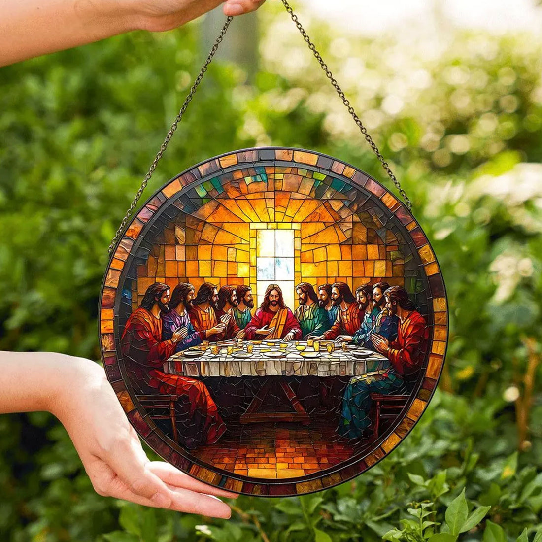 Last Supper Stained Glass Suncatcher, Christian Window Hanging, Religious Gift, Jesus Wall Decor