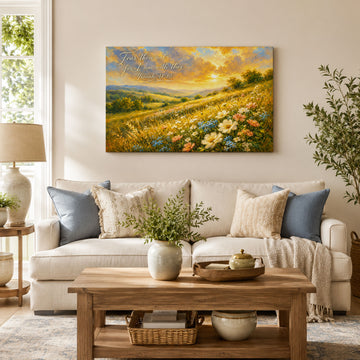 Fear Thou Not Isaiah 41:10 Canvas Print, Peaceful Wildflower Christian Decor
