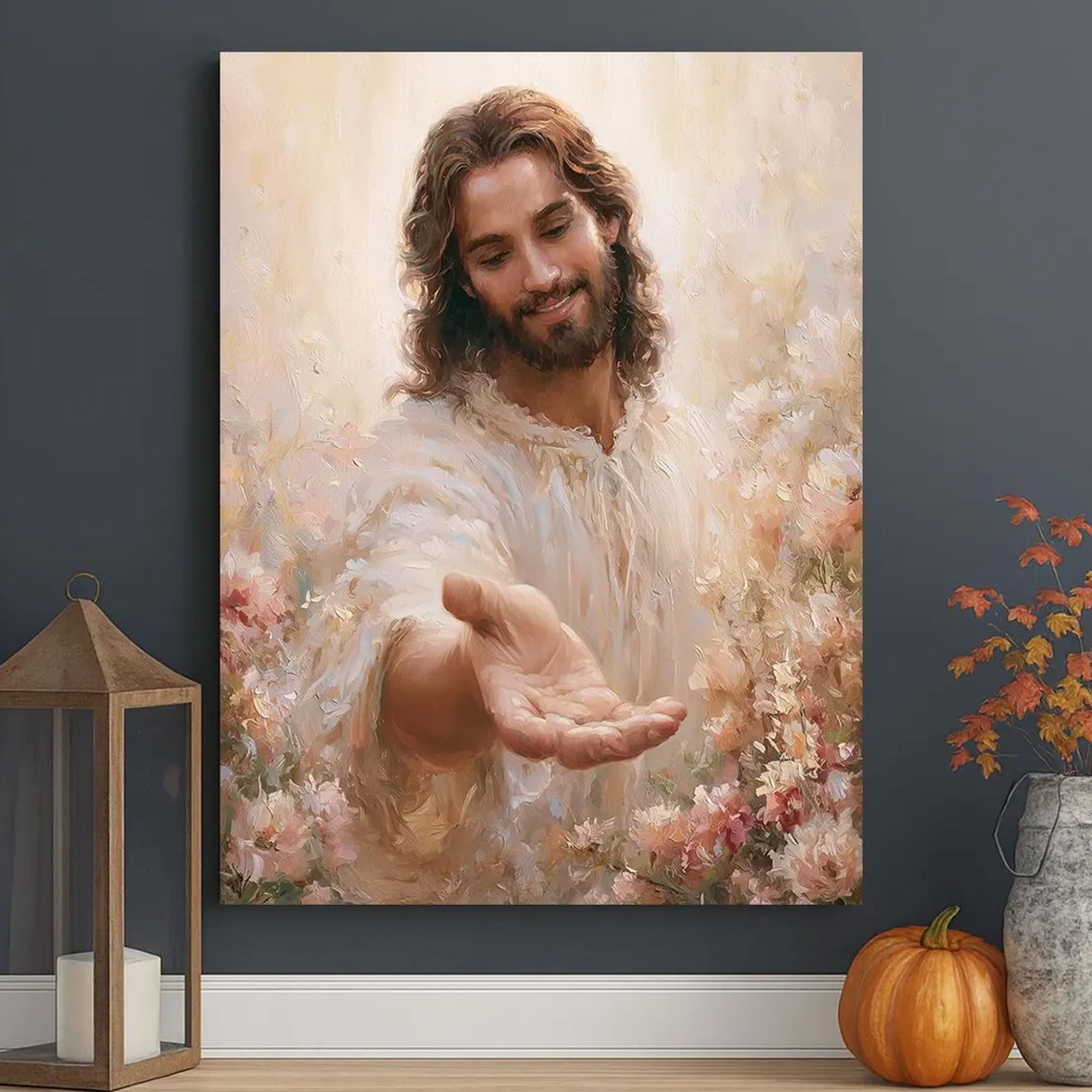 Jesus Calling You Canvas Print, Open Hand Christian Wall Art, Invitation of Faith Painting, Spiritual Comfort Decor, Inspirational Religious Artwork