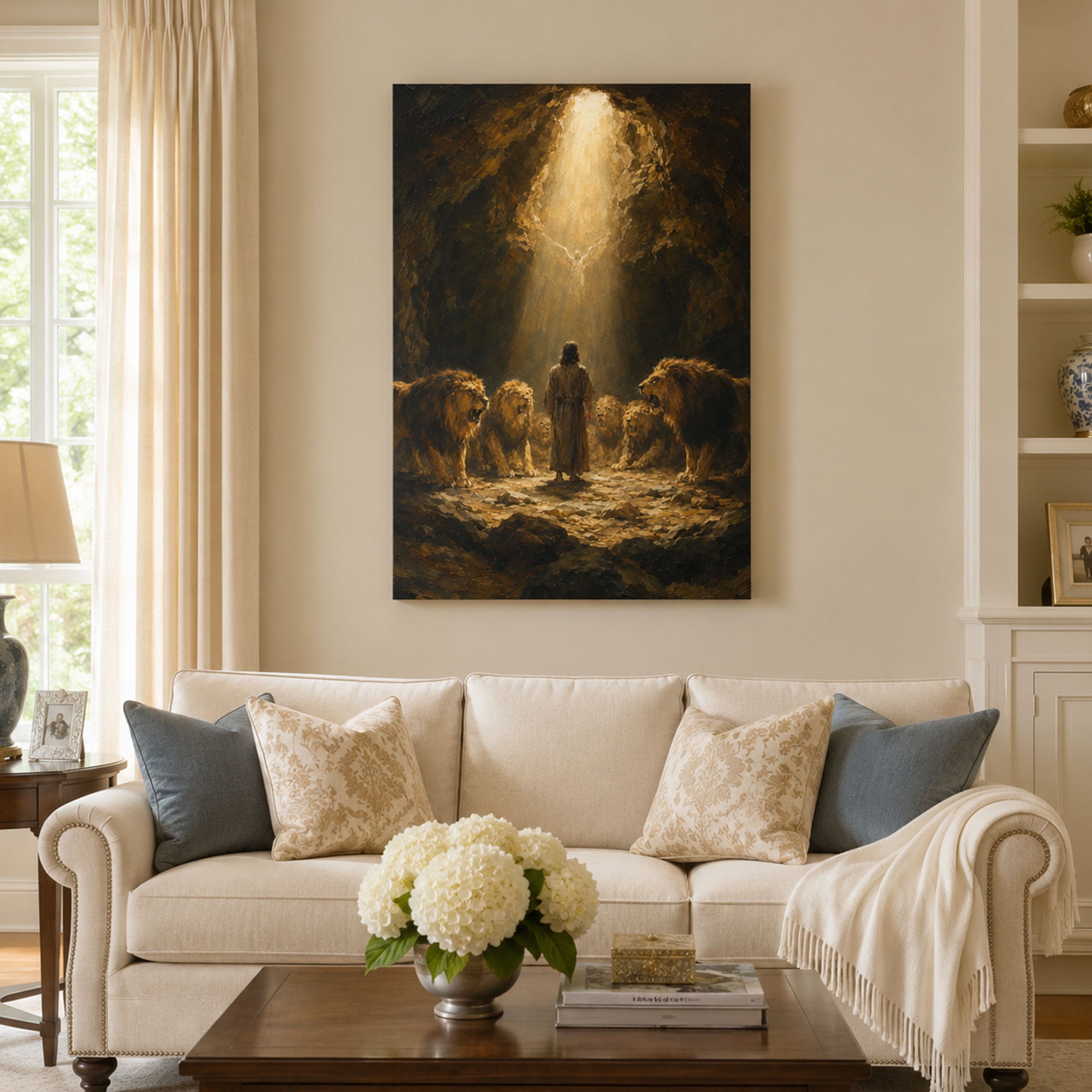 Daniel in the Lions’ Den Canvas Print, Christian Home Decor