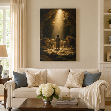 Daniel in the Lions’ Den Canvas Print, Christian Home Decor