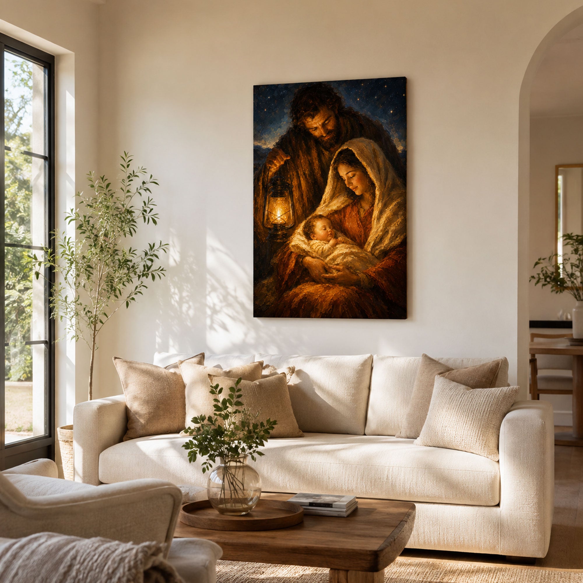 Holy Family Nativity Canvas Print, Baby Jesus Mary and Joseph Christian Wall Decor, Christmas Faith Gift