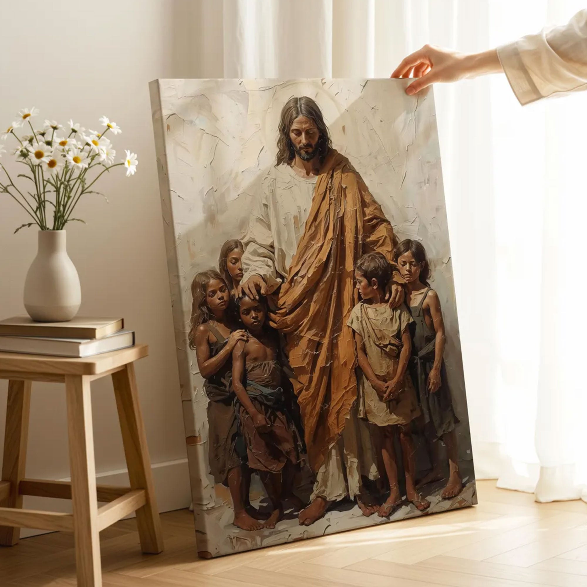 Jesus Blessing Children Canvas Print, Christian Wall Art, Faith Inspired Home Decor, Easter Religious Artwork