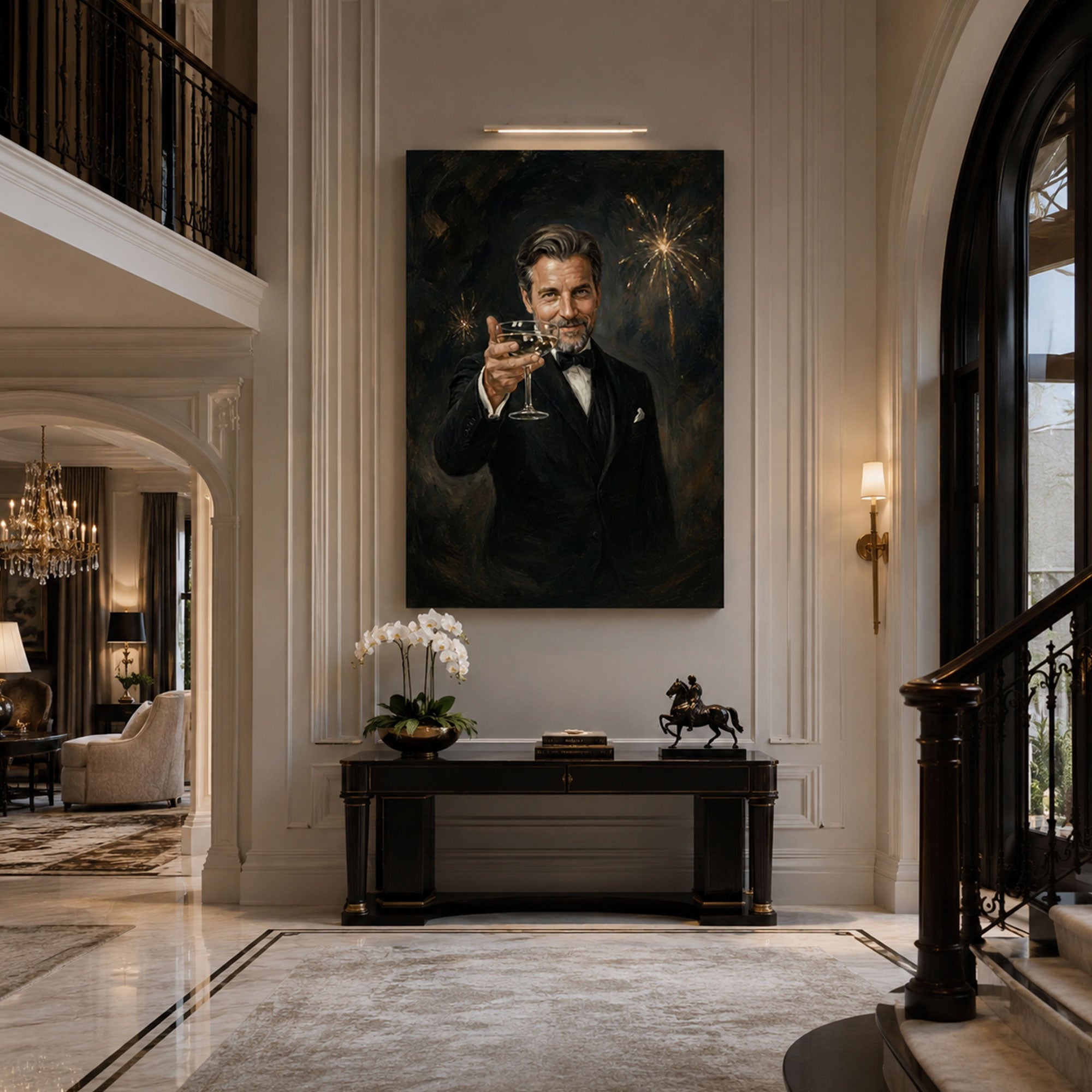 Custom Face For Dad Toast Master Canvas, Personalized Black Tie Portrait, Funny Father’s Day Gift