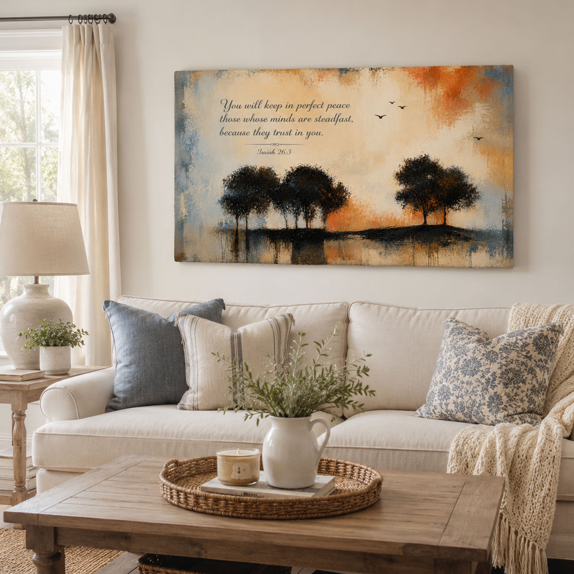 Isaiah 26:3 Perfect Peace Canvas Print, Christian Home Decor