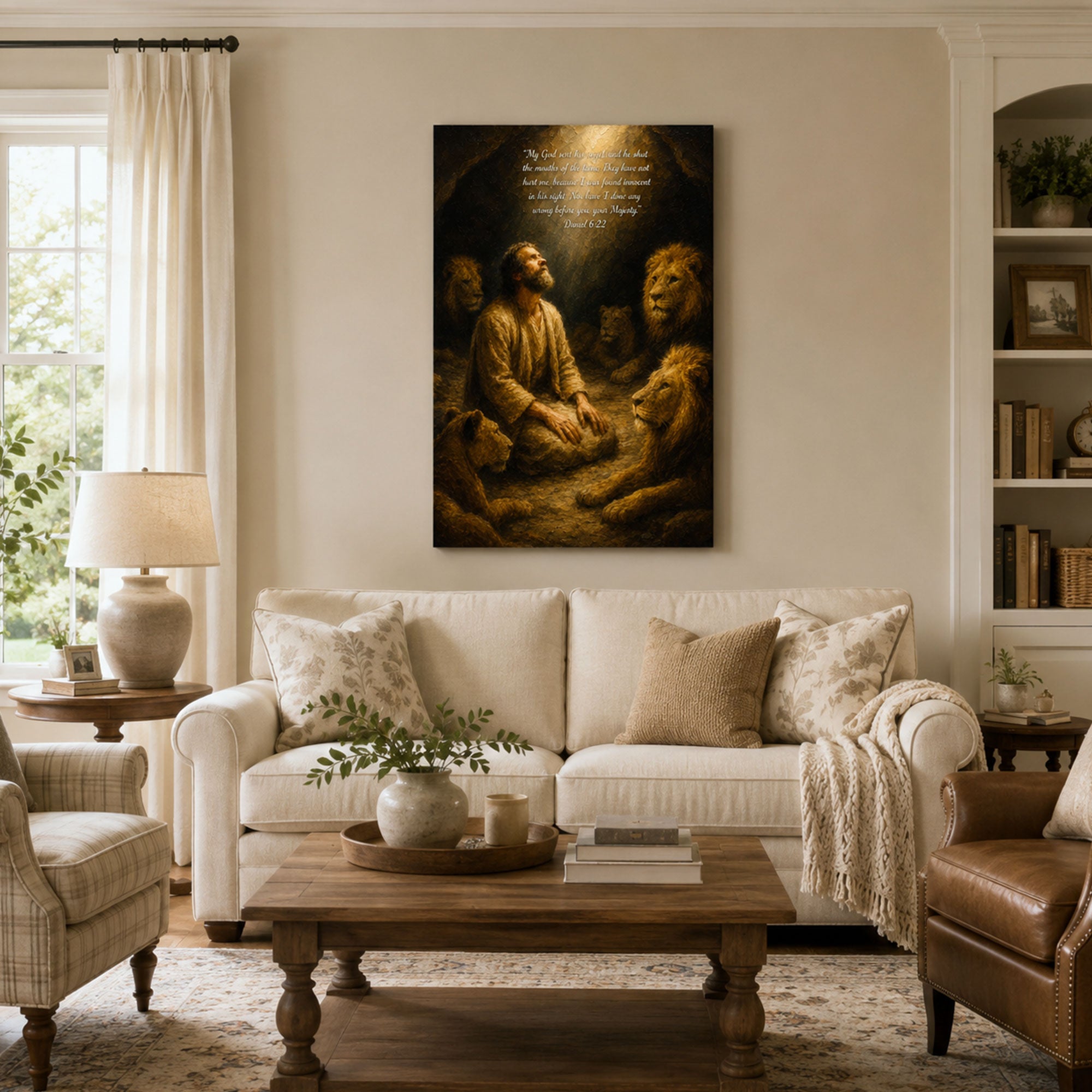 Daniel 6:22 My God Sent His Angel Canvas Print, Christian Home Decor