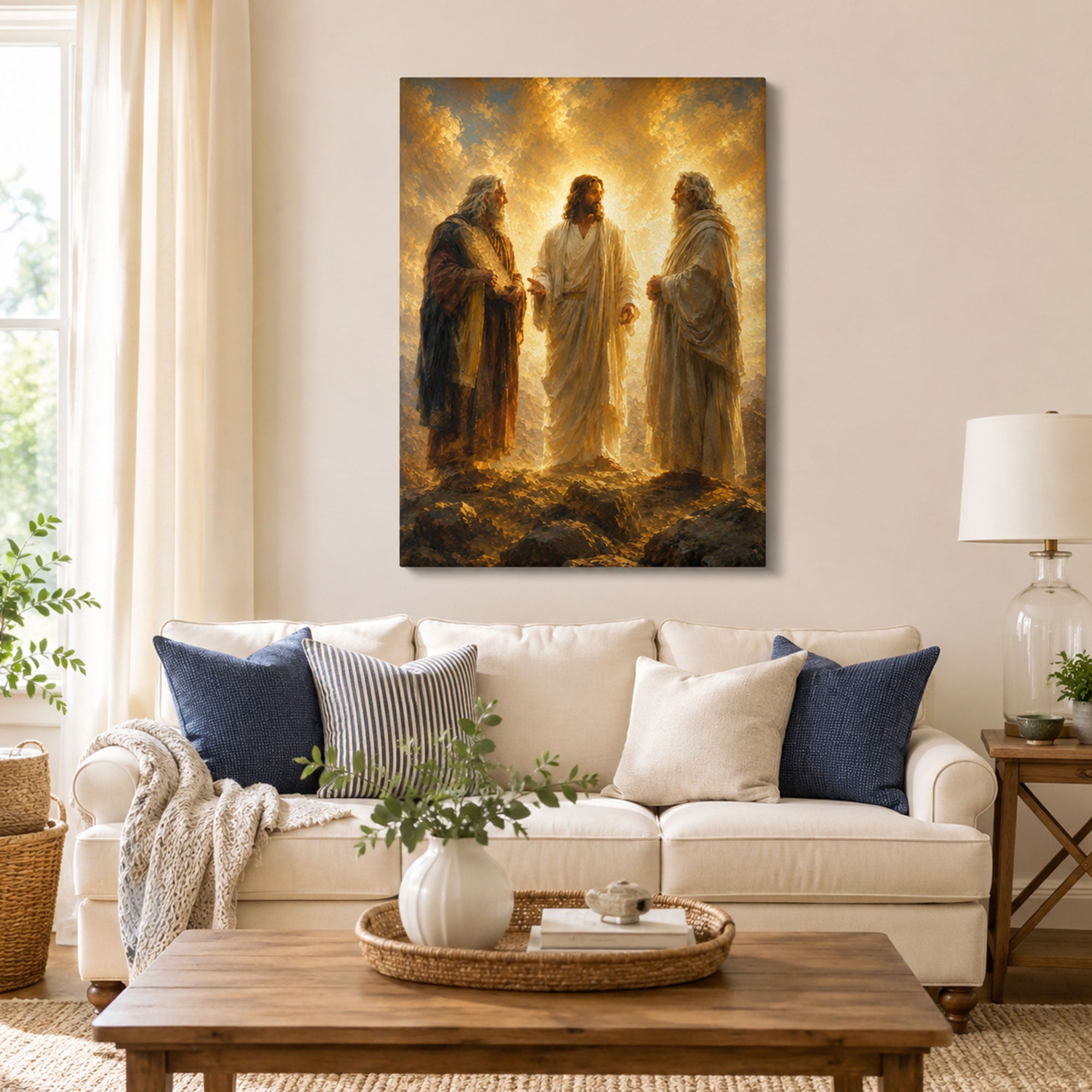 Jesus with Moses and Elijah Canvas Print, Christian Home Decor