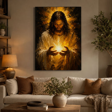 Jesus Light of the World Canvas Print, Divine Light Christian Wall Art, Faith Home Decor