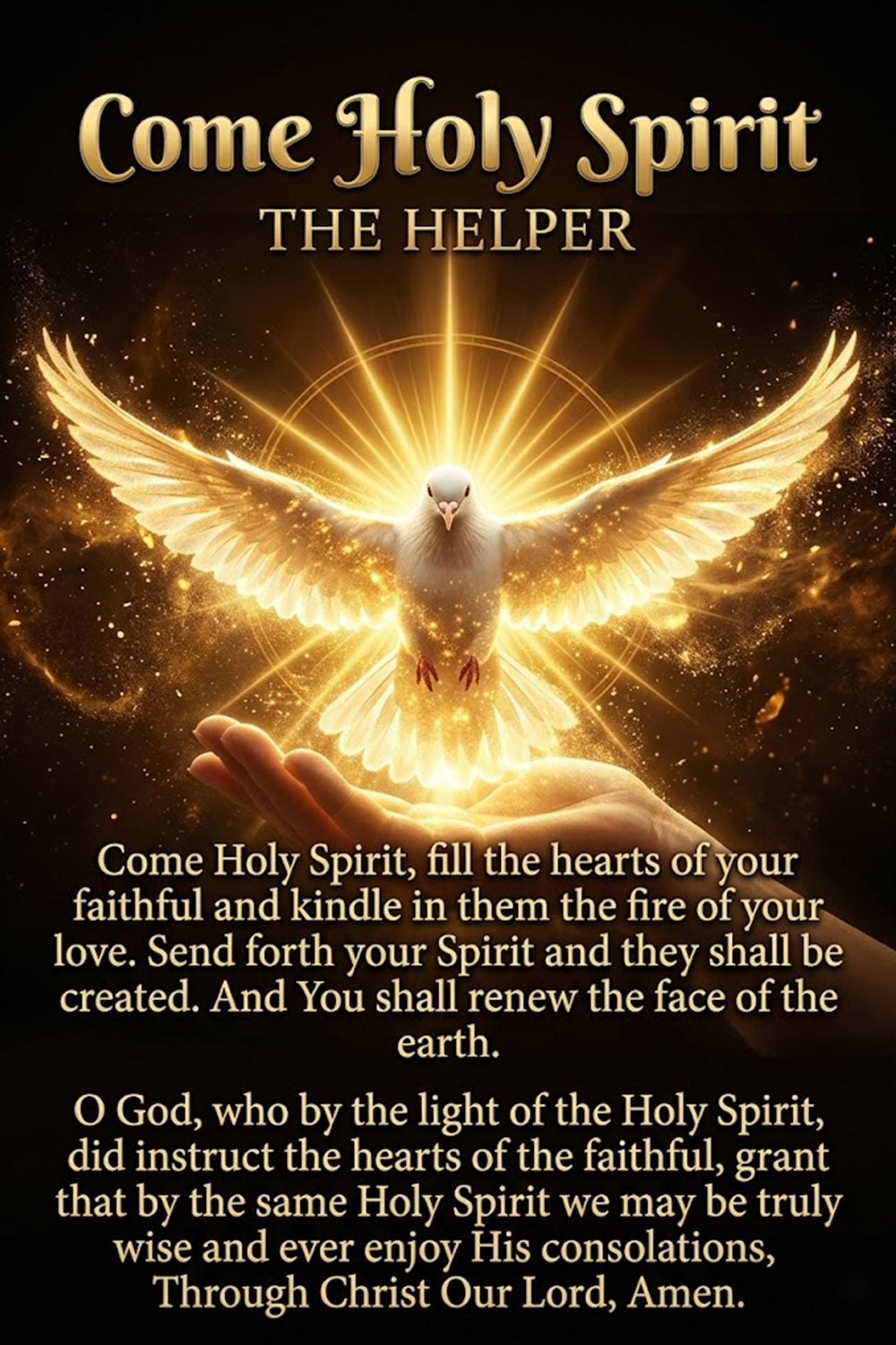 Come Holy Spirit Canvas Print, The Helper Prayer Wall Art, Catholic Holy Spirit Dove, Pentecost Fire Christian Decor, Inspirational Faith Gift