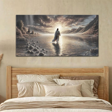 Jesus Walking on Water Canvas, Christian Wall Art, Faith Decor, Religious Home Artwork