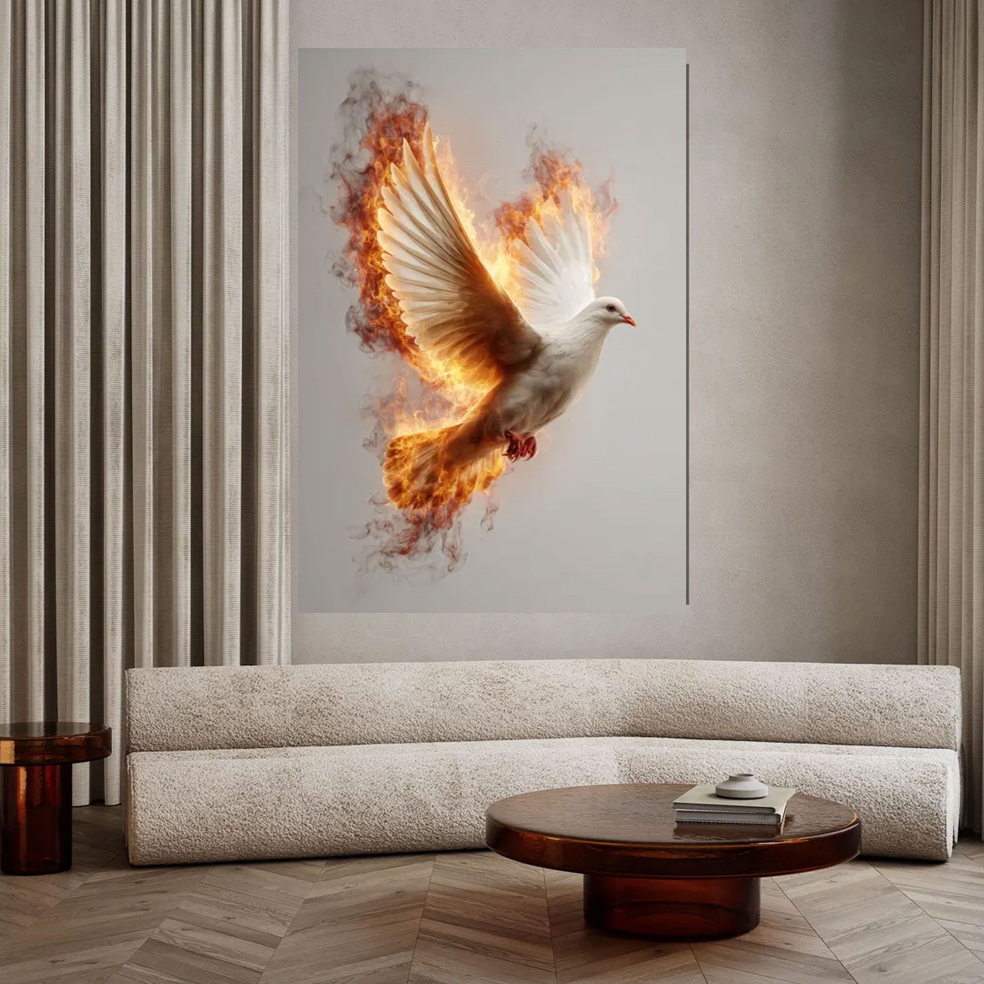 Holy Spirit Dove Canvas Print, Gold White Christian Wall Art, Symbol of Peace and Divine Presence, Spiritual Home Decor, Inspirational Faith Gift