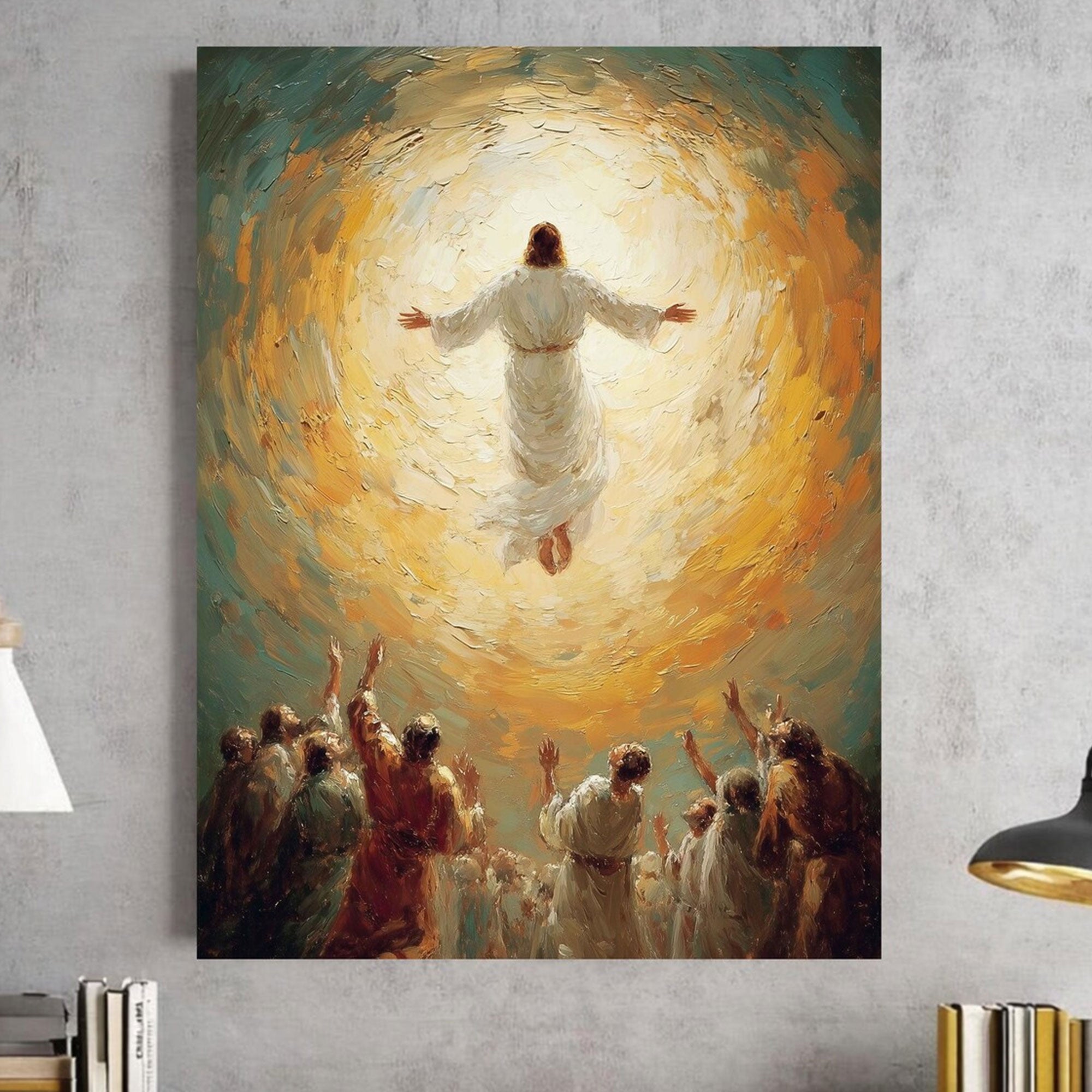 Ascension of Jesus Canvas Print, Christian Faith Wall Art, Heavenly Spiritual Decor, Sacred Biblical Artwork