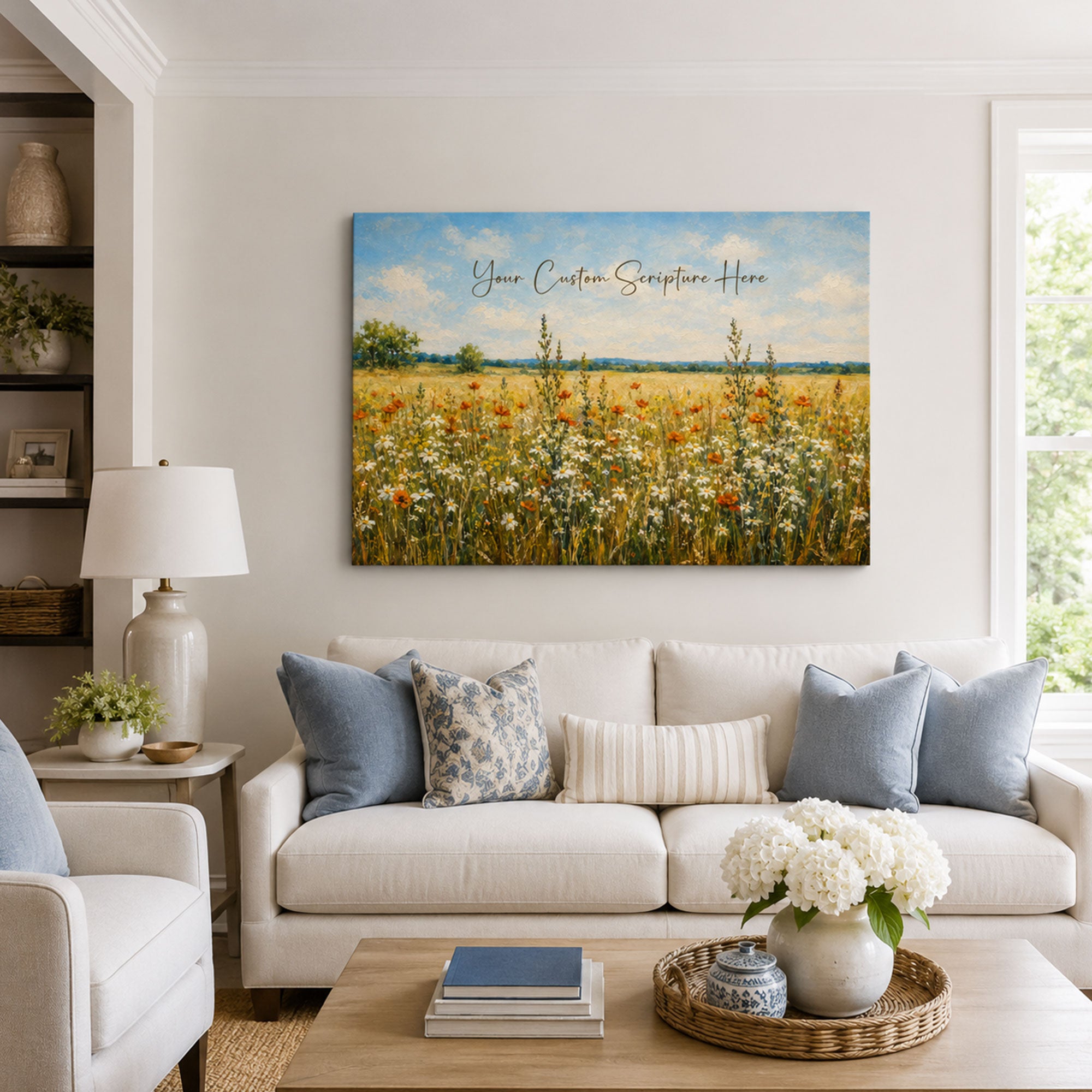Custom Scripture Wildflower Canvas Print, Personalized Christian Home Decor