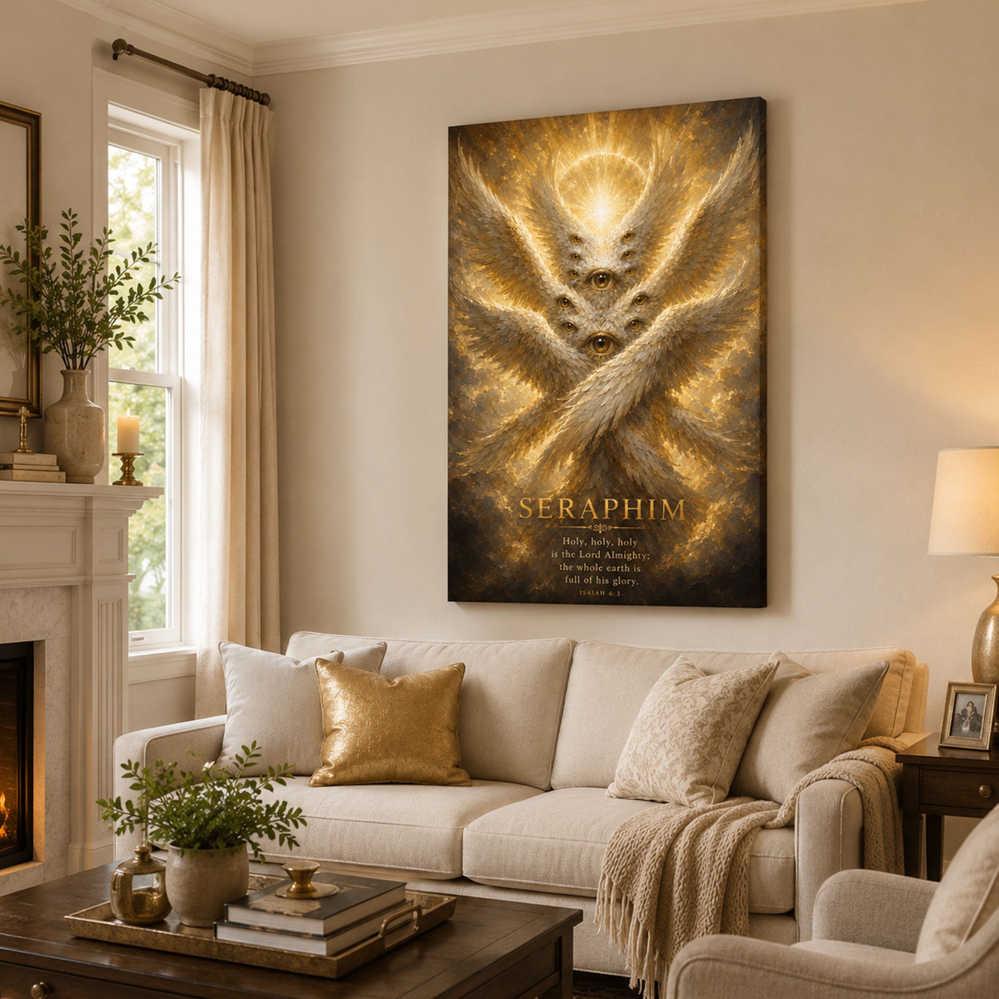 Biblical Seraphim Angel Canvas Print, Isaiah 6:3 Christian Decor