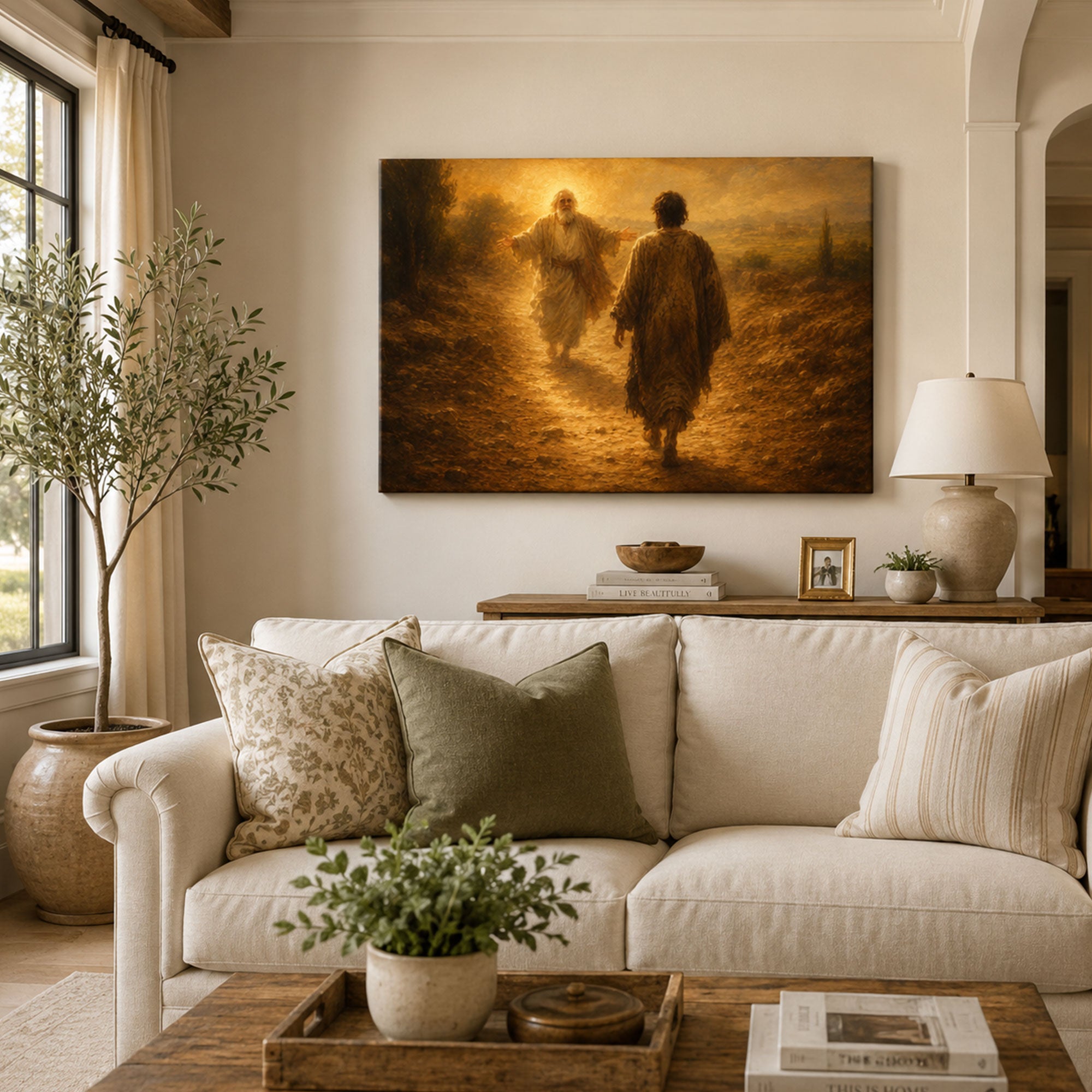 The Father Runs to His Son Canvas Print, Faith Home Decor