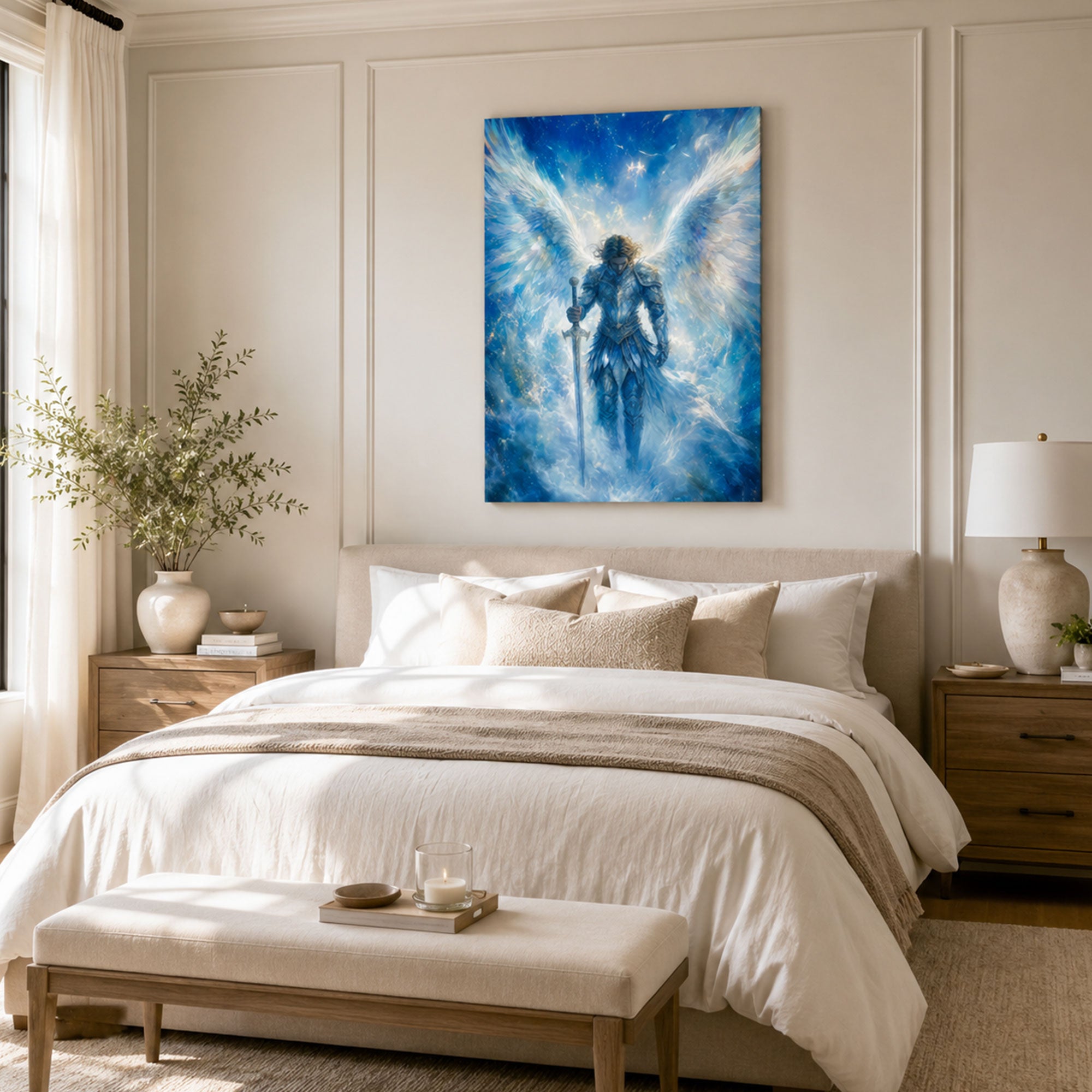 Saint Michael the Archangel Canvas Print, Heavenly Warrior Catholic Wall Decor, Protection Faith Gift