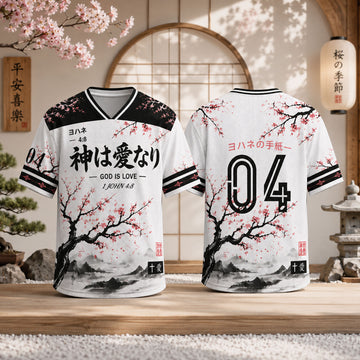 God Is Love No. 04 Mesh Jersey, 1 John 4:8 Christian Apparel