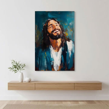 Jesus Canvas Wall Art, Modern Christian Portrait Decor, Spiritual Faith Artwork, Religious Home Accent