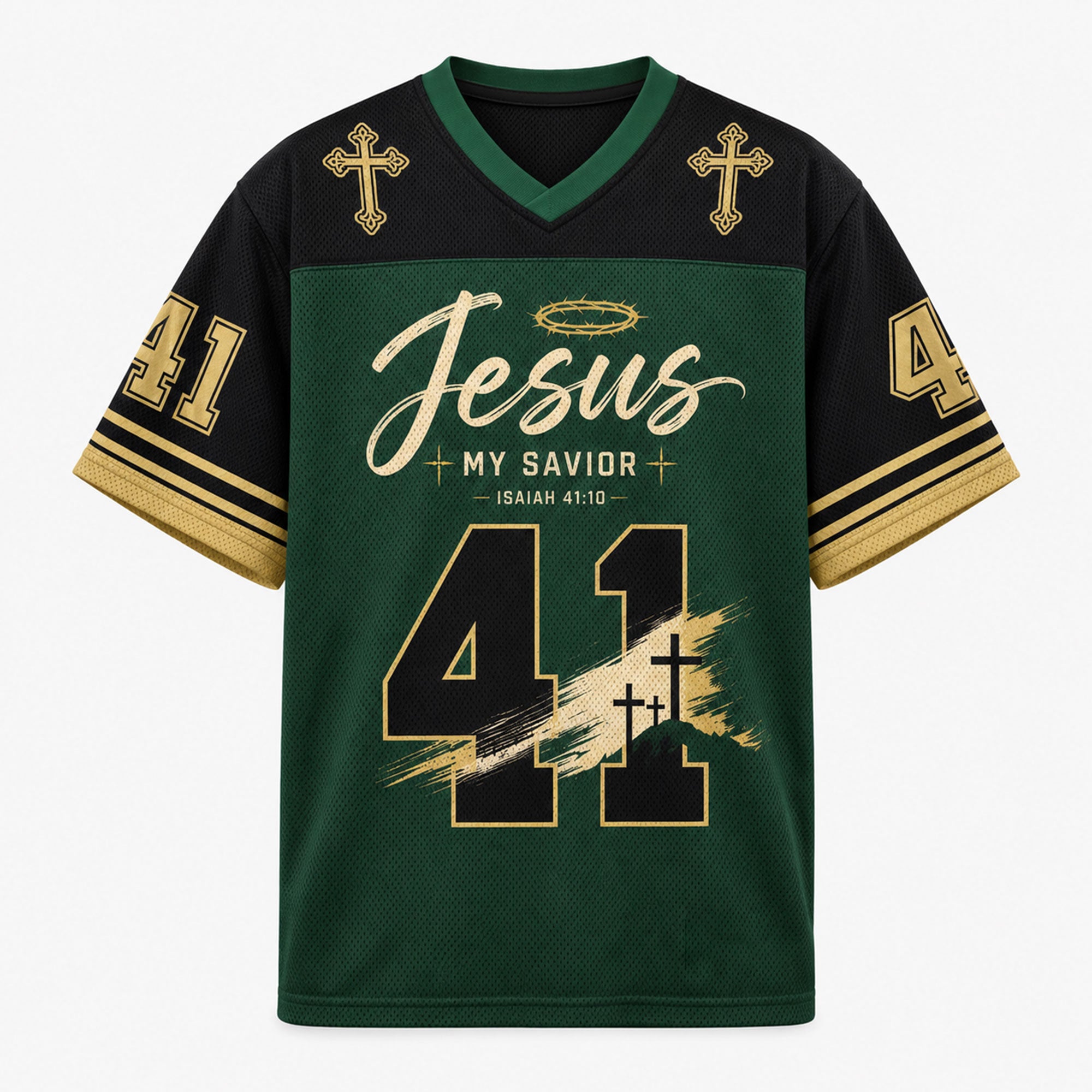 Jesus My Savior No. 41 Mesh Jersey, Isaiah 41:10 Christian Apparel