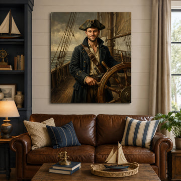 Custom Face For Dad Wild Pirate Canvas, Personalized Sea Captain Portrait, Funny Father’s Day Gift