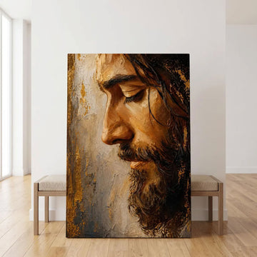 Jesus Portrait Canvas Print, Neutral Christian Wall Art, Spiritual Home Decor, Inspirational Faith Artwork