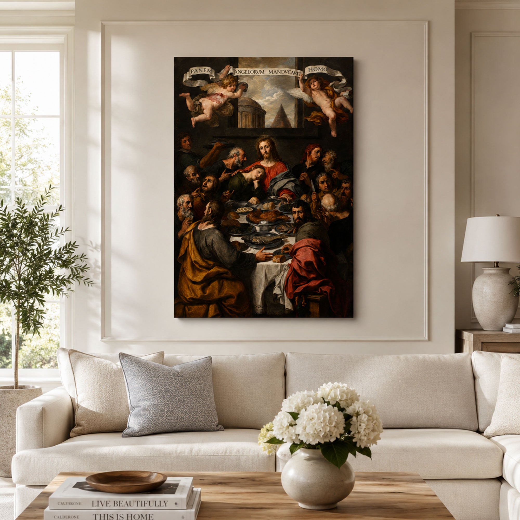 Last Supper Eucharist Canvas Print, Bread of Angels Catholic Wall Decor, Christian Faith Gift