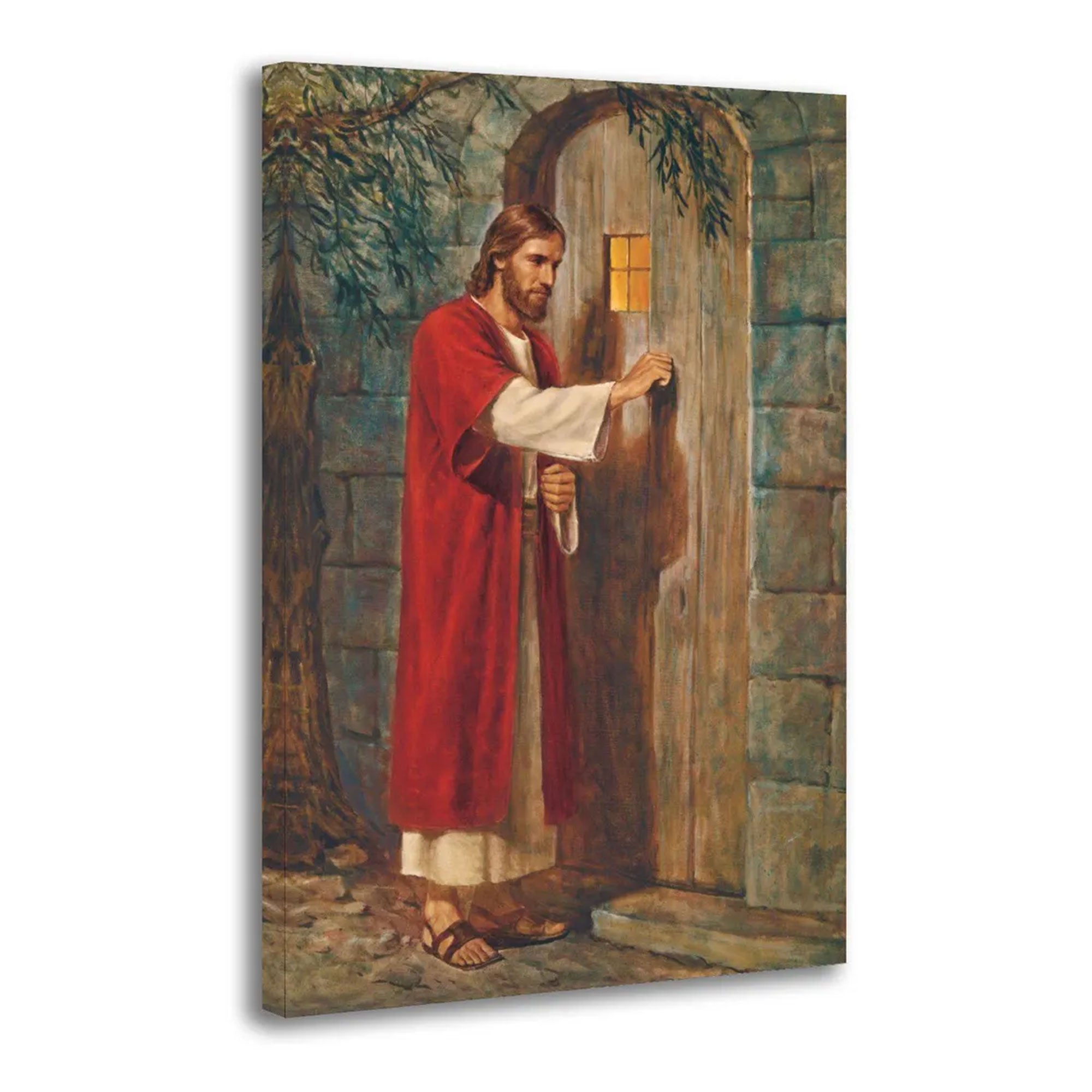 Jesus Knocking on the Door Wall Art Canvas, Christian Faith Decor, Religious Gift for Home