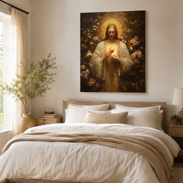 Sacred Heart of Jesus Canvas Print, Catholic Christian Wall Art, Divine Love Religious Home Decor, Faith Gift