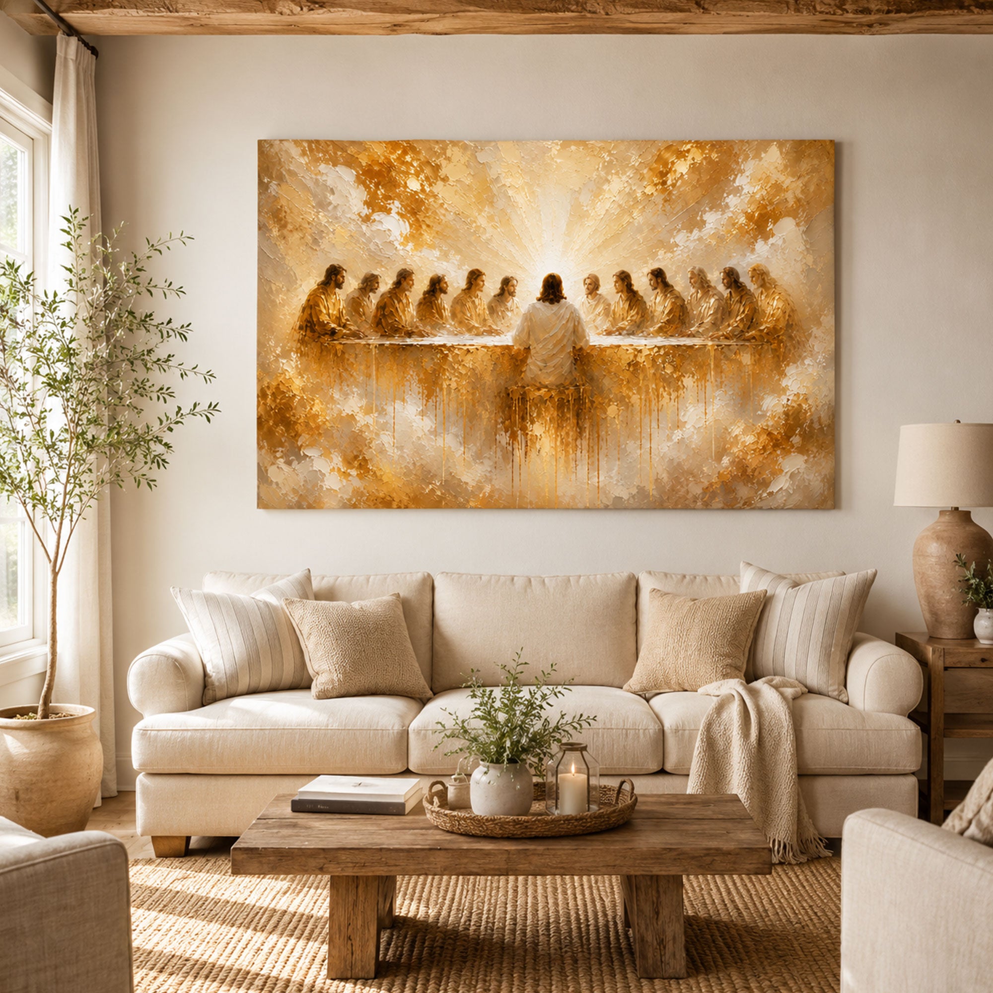 Last Supper Canvas Print, Jesus and Apostles Christian Wall Art for Home Decor