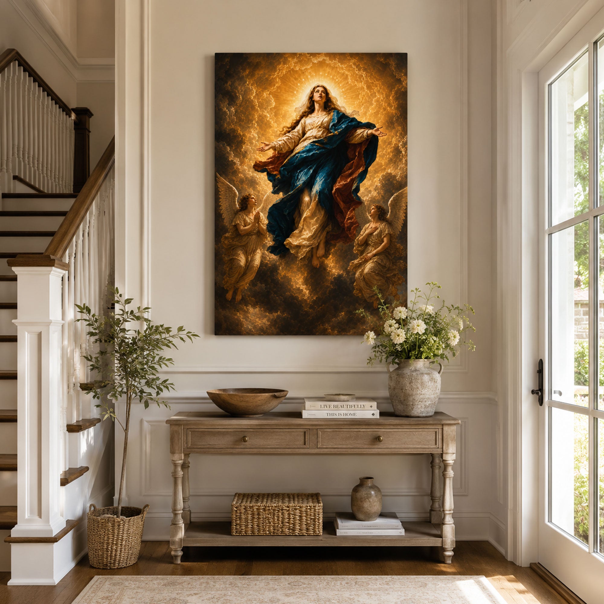Assumption of Virgin Mary Canvas Print, Catholic Home Decor