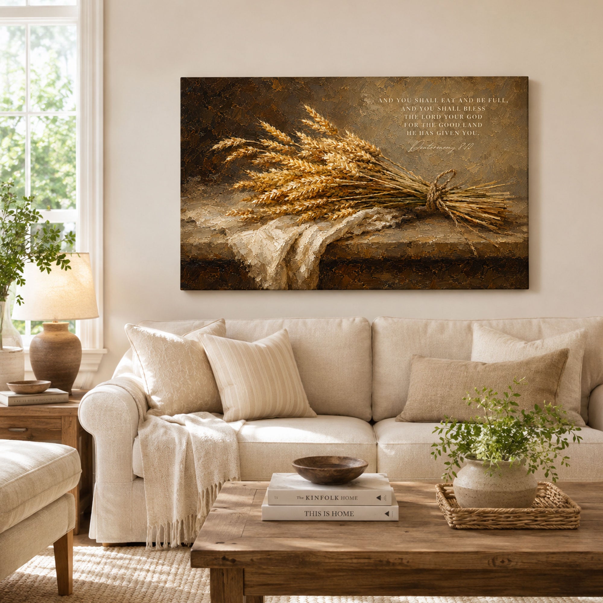 Deuteronomy 8:10 Canvas Print, Bless the Lord for the Good Land Christian Wall Decor, Bible Verse Faith Gift
