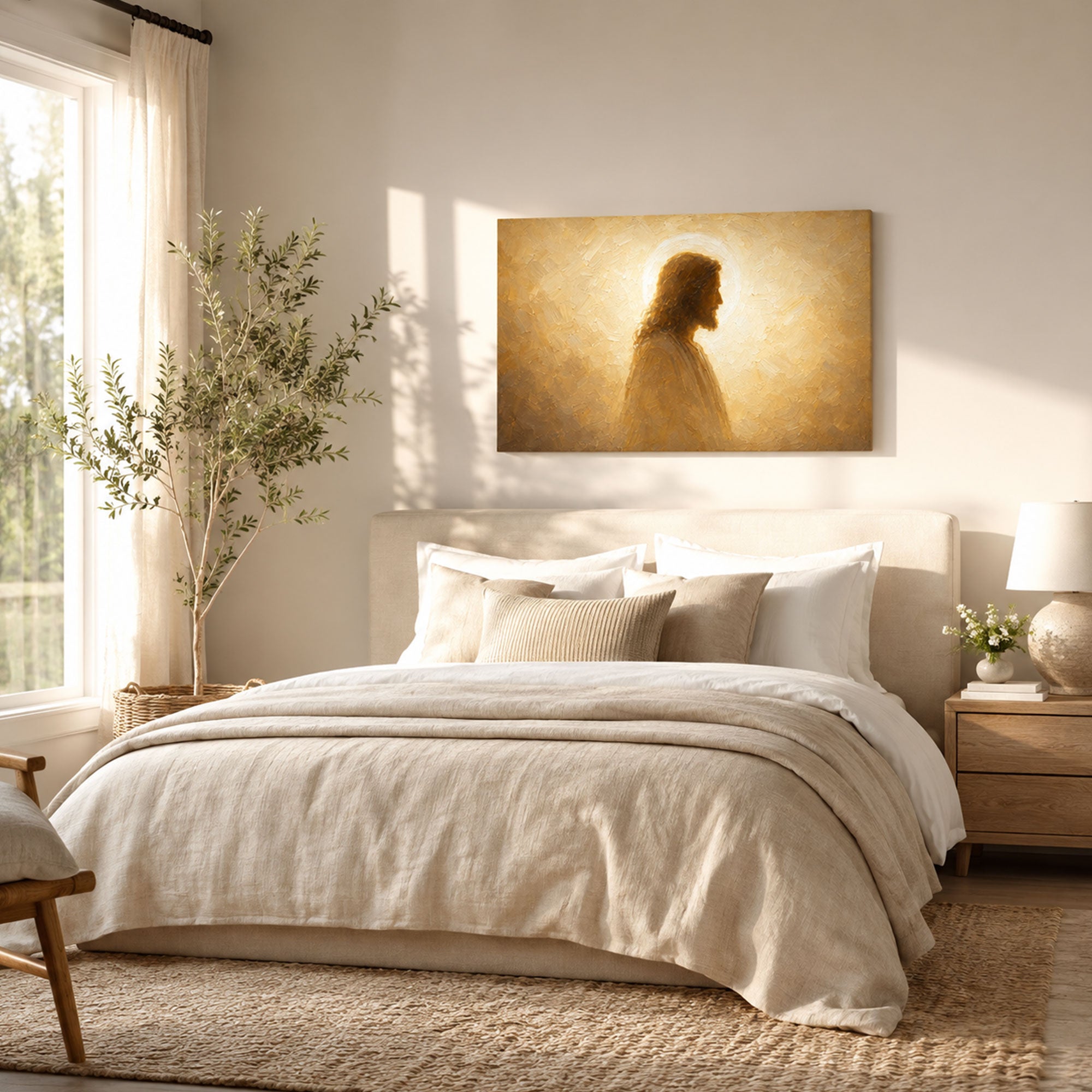 Jesus in Divine Light Canvas Print, Light of the World Christian Wall Decor, Faith Gift