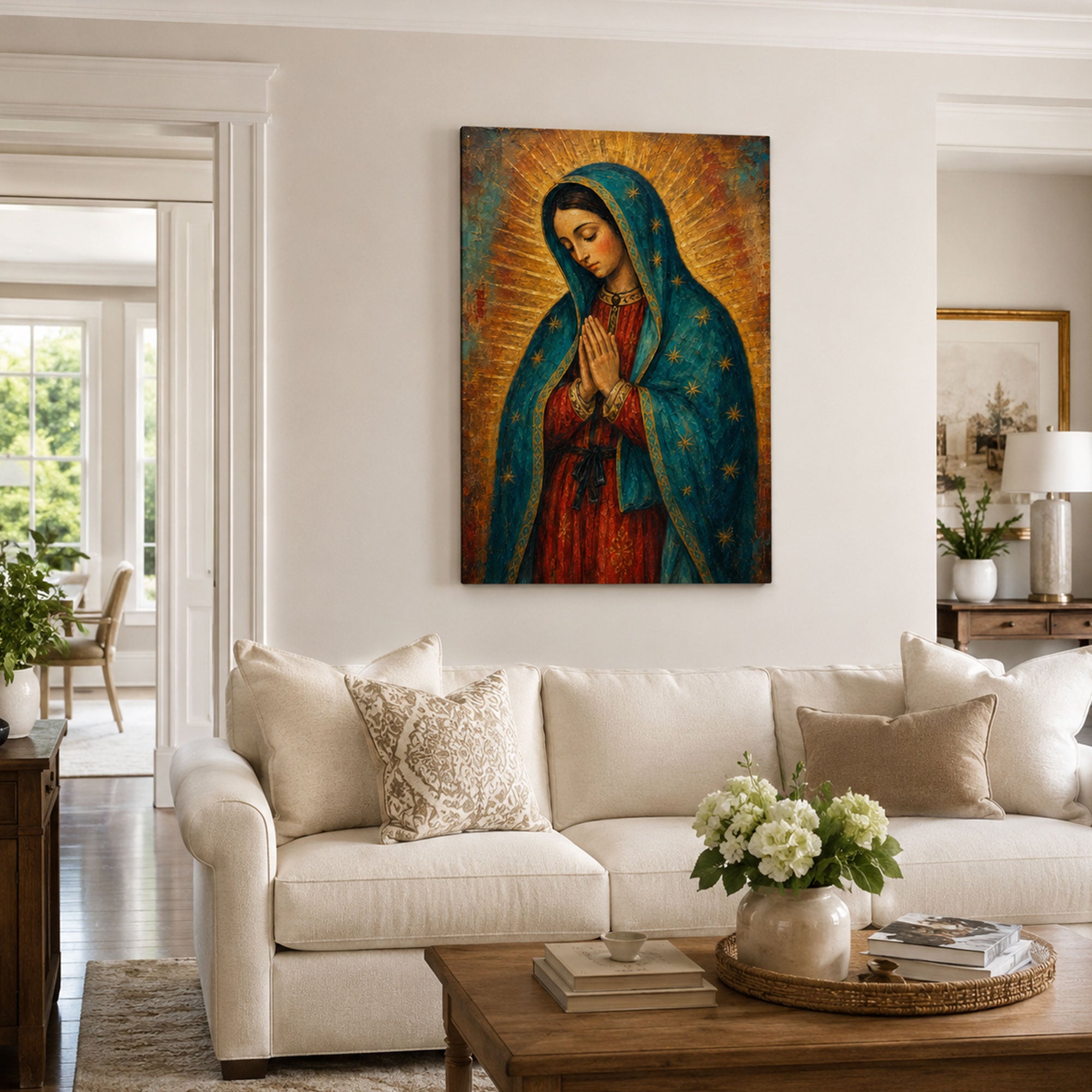 Our Lady of Guadalupe Prayer Canvas Print, Virgin Mary Catholic Wall Decor, Marian Faith Gift