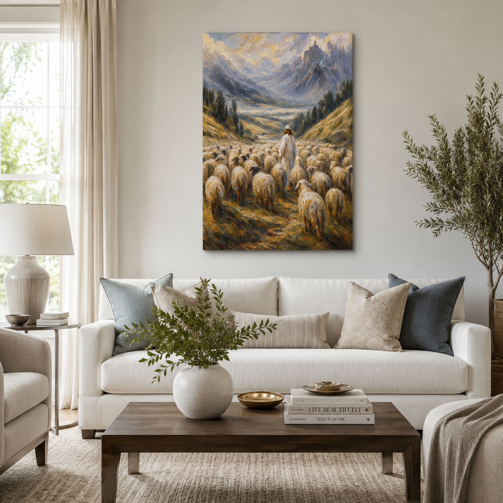 Jesus the Good Shepherd Canvas Print, Psalm 23 Christian Wall Decor, Faith Gift