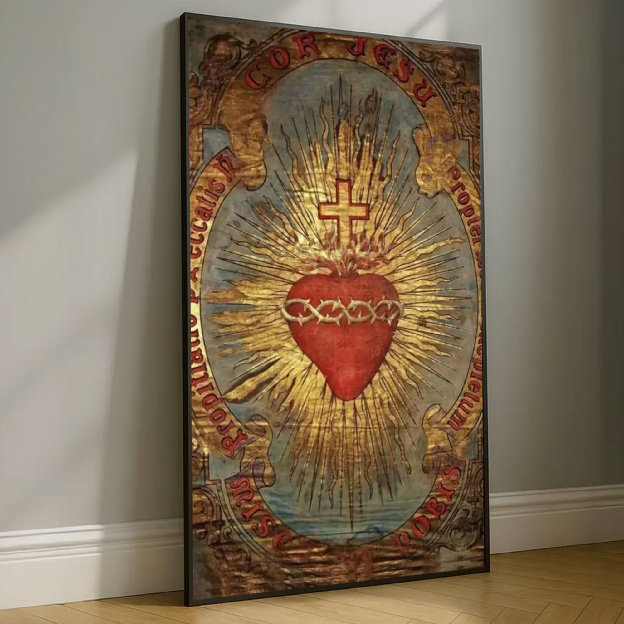 Sacred Heart of Jesus Canvas Wall Art, Catholic Religious Decor, Christian Faith Home Decoration