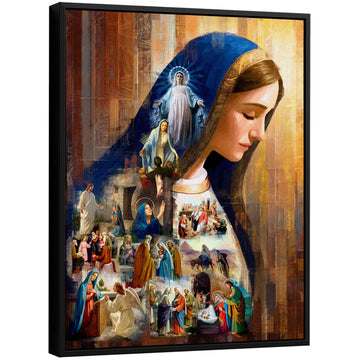 The Legacy of Mary Canvas Print, Blessed Virgin Wall Art, Catholic Faith Painting, Sacred Christian Decor