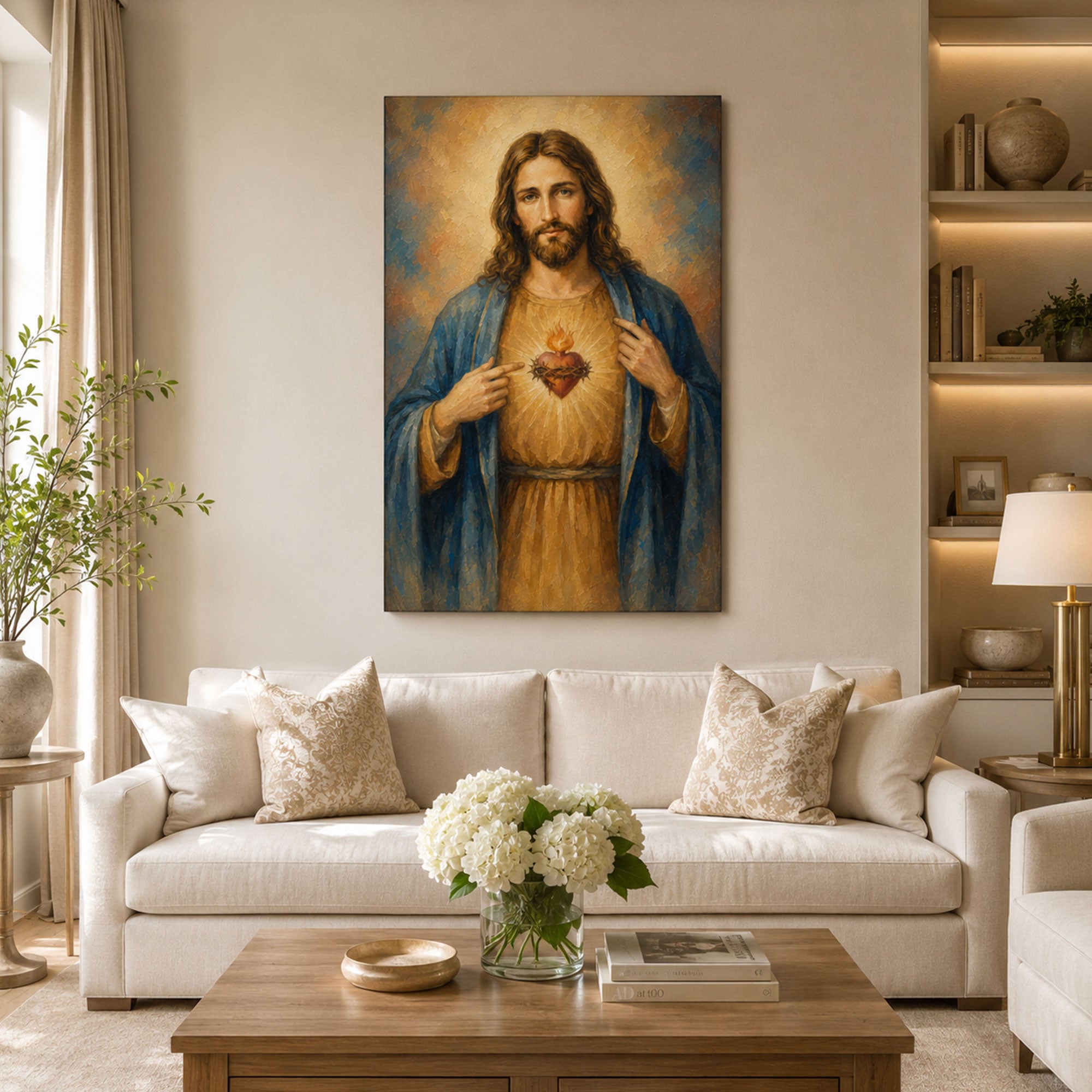 Sacred Heart of Jesus Canvas Print, Catholic Christian Wall Decor, Divine Love Faith Gift