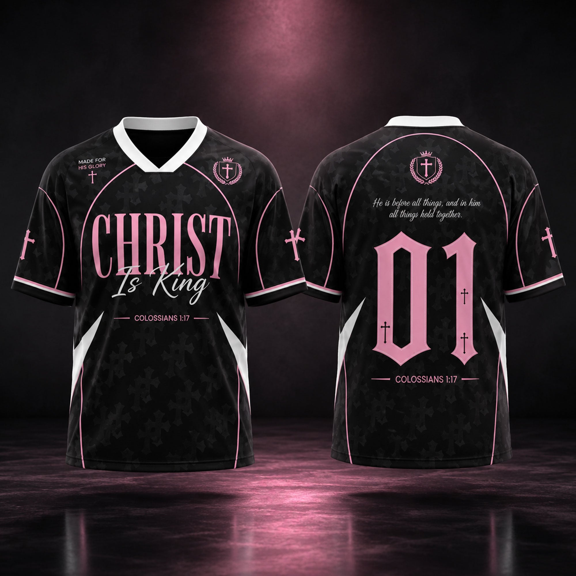 Christ Is King No. 01 Mesh Jersey, Colossians 1:17 Christian Apparel