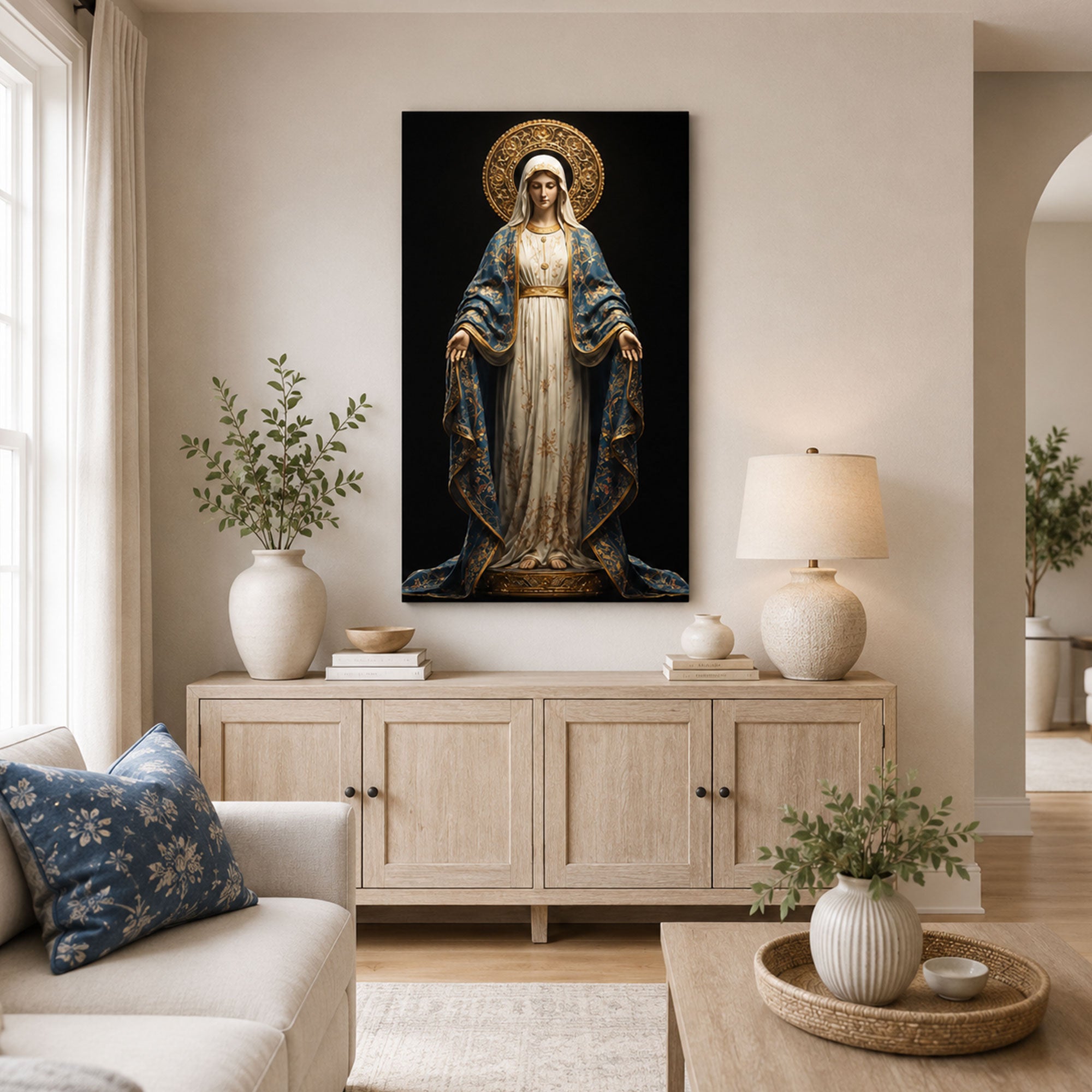 Immaculate Conception Virgin Mary Canvas Print, Catholic Wall Decor, Marian Faith Gift