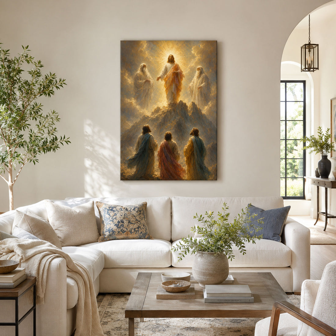 Jesus Transfigured Above the Disciples Canvas Print, Christian Home Decor