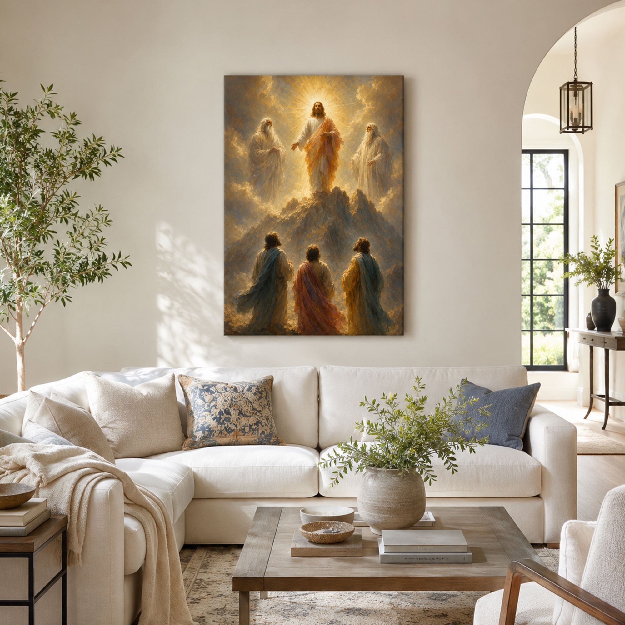 Jesus Transfigured Above the Disciples Canvas Print, Christian Home Decor