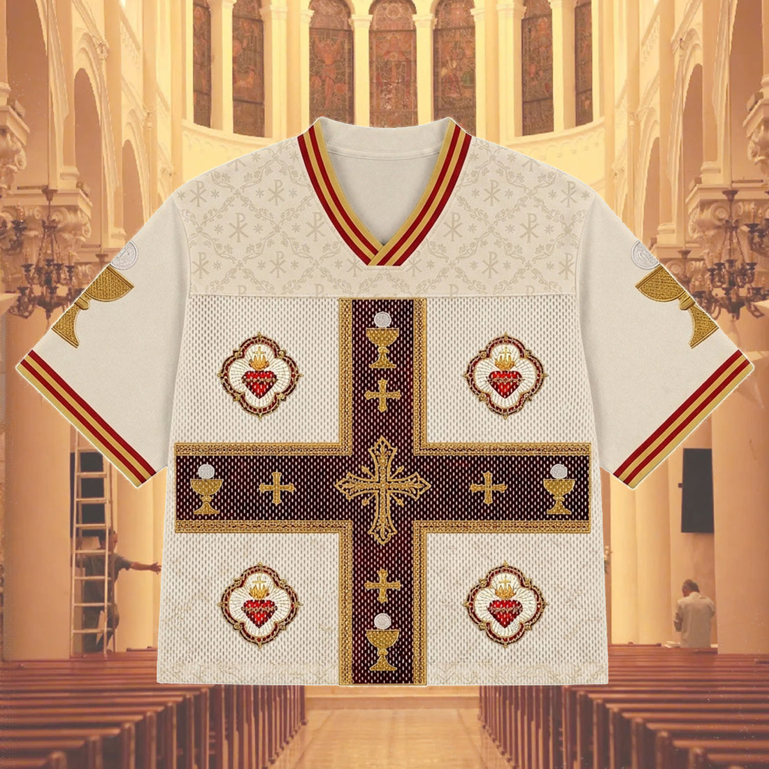 Personalized Sacred Heart Eucharist Mesh Jersey, Custom Name and Number Catholic Apparel